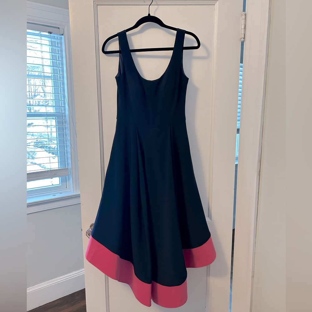 Navy fit and flare jersey dress